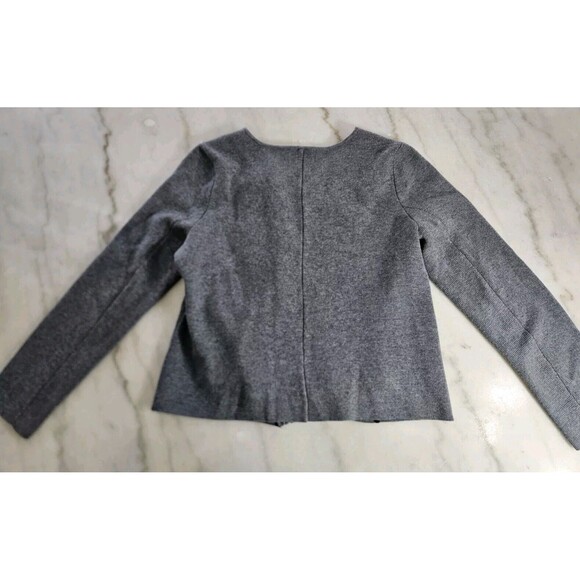 LOFT Bomber Jacket Womens Large Gray Tweed Full Zip Lined Pockets - Picture 4 of 12